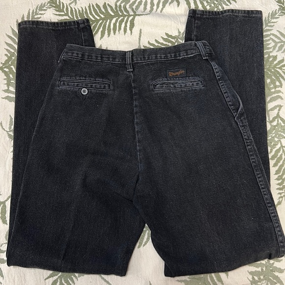 Wrangler Denim - Pleated Wranglers Rodeo Vintage 31x36 High Rise Jeans Black EUC VTG 90s Western